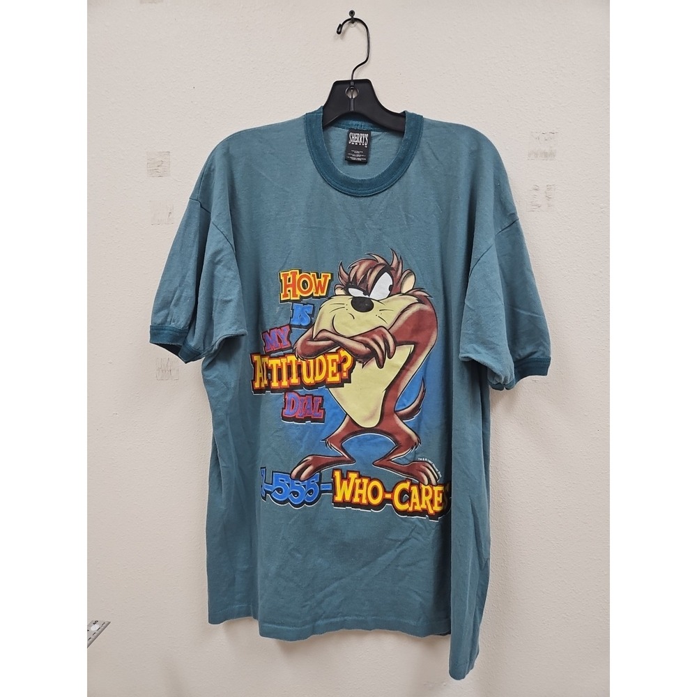 Taz Looney Tunes Vintage 90s Taz Attitude T-Shirt Warner Bros. 1997 Large